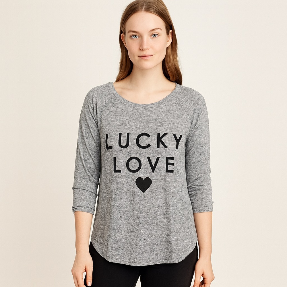 Lucky Love Charcoal Grey Long Sleeve Tee Small